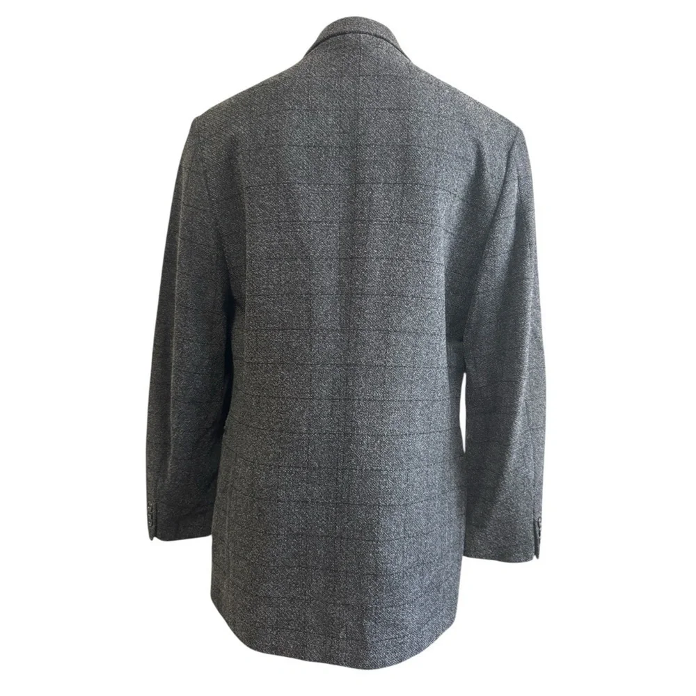 Vintage Claiborne Plaid Blazer Charcoal + Black - Italian Fabric Men’s 41R